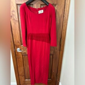 Eric Gaskins Elegant Red Long Sleeve Dress